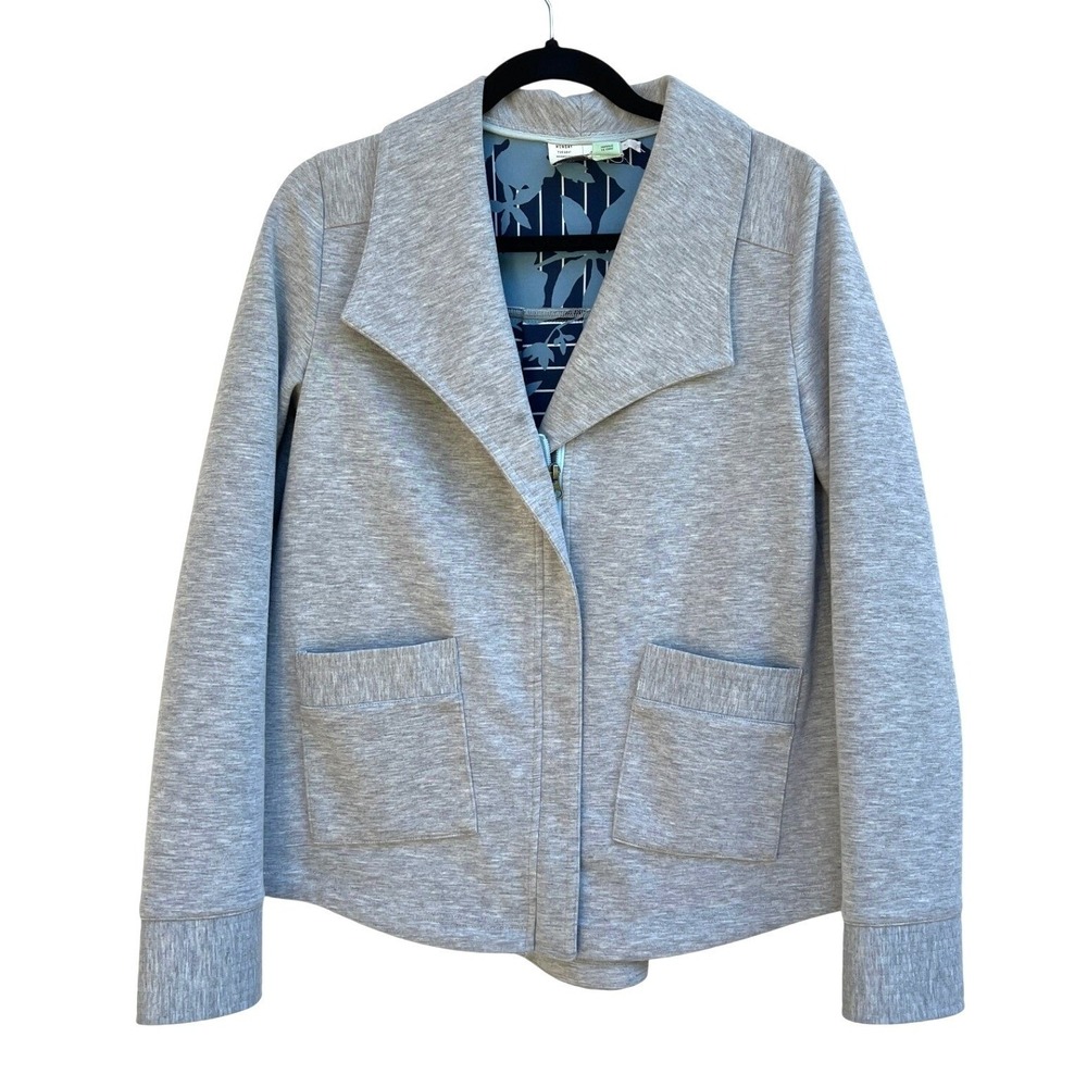 Saturday Sunday Anthropologie Sightseer Knit Jacket Blazer Small Gray Zip Travel